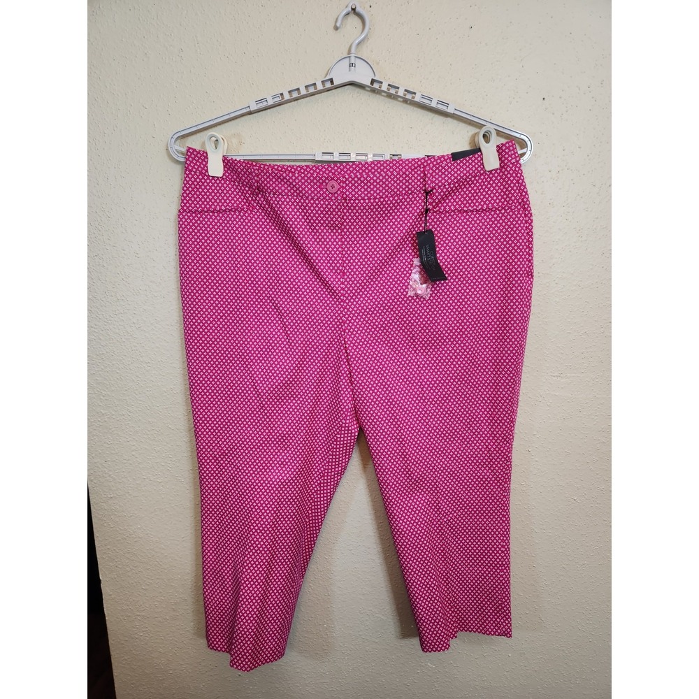 Lane Bryant Womens 26 Pink Geometric The Lena Smart Stretch Crop Pants NWT